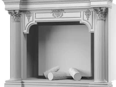 blk wood classical fireplace art 002 3D model