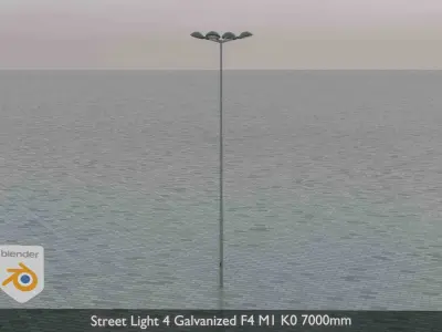 Street Light 4 Galvanized F4 M1 K0 7000mm  Low-poly 3D model