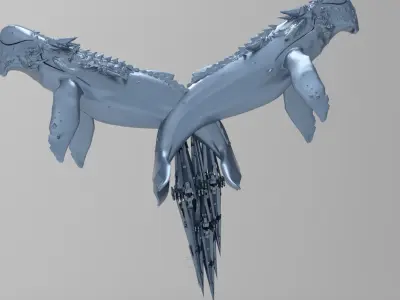 Deep Sea Sci fi whale Rig structure exterior fountain 3D model