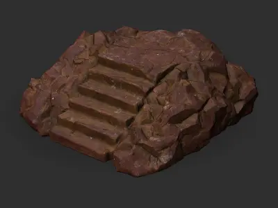stairs stone 03 Low-poly 3D model