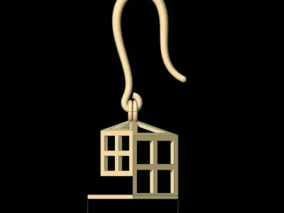 Fashion Earring Cubik House Shaped Earrings  3D print model
