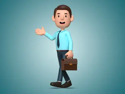 Professional Office Worker Cartoon Character Male 001  Low-poly 3D model