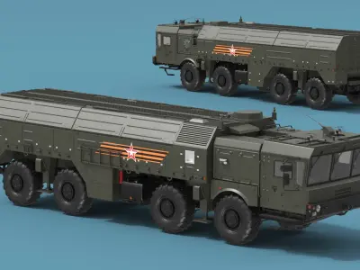  Tactical Missile System Iskander SS-26 Stone Rigged for Cinema 4D 