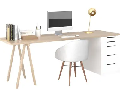 Study B - White on Timber Low-poly 3D model