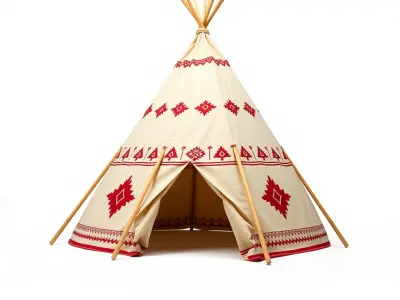 Traditional Teepee Model Pack with Native Patterns Low-poly 3D model