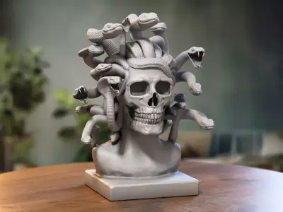 Medusa Skull snake bust Cyborg Medusa Skull snake  3D print model