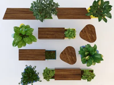 Bench modern planter boxes 3D model