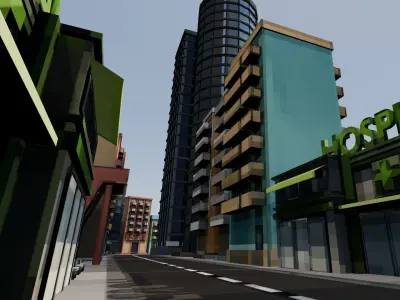 Low Poly Buildings City Pack Low-poly 3D model