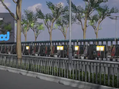 TW Street with bus stop 3D model
