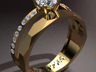 solitaire ring 3D print model 33