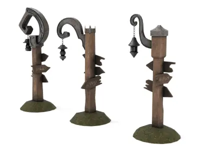 Fantasy Street Pointer Low-poly 3D model