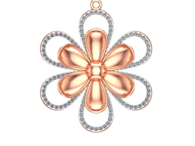 073 - Delicate Ladies Flower Pendant - Light weighted 3D print model