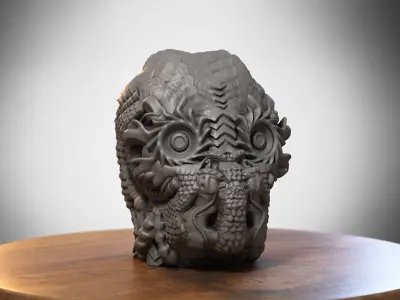 Skull robot dragon Headphone Stand Cyborg skull dragon Headset  3D print model