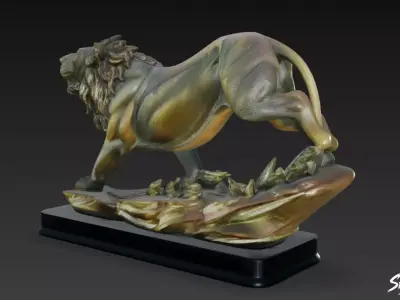 Lion Statue V51 Low-poly 3D model