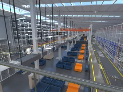 Factory production line 3D model