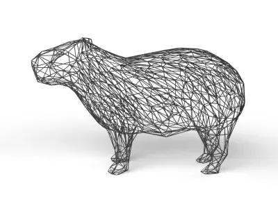 Capybara Wireframe Low-poly 3D model