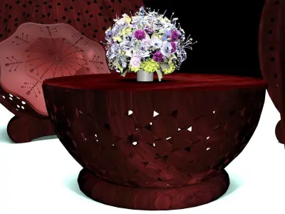 Wooden Chair and Table 3D model