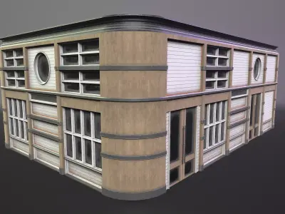 Modular Wooden Shopfront Kit Volume 2 Low-poly 3D model