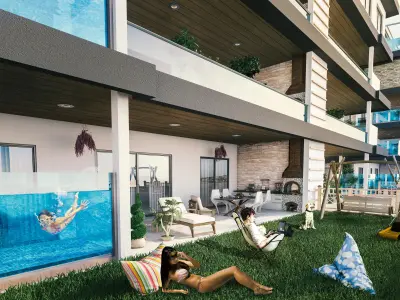 Detailed Site Building Design with a Pool in Balcony 3D model