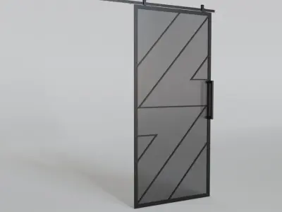 Decorative glass slide door 3D model