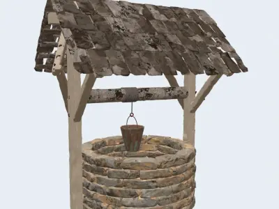 Medieval water well 3D model