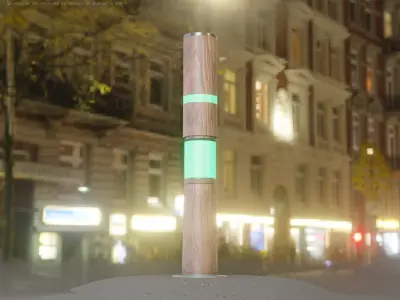 Wooden pillar of light 8 - Street-Light Set-9 Low-Poly Low-poly 3D model