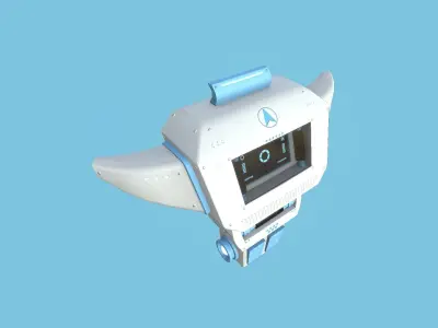 SciFi Backpack 02 White Blue - Character Fashion Design Low-poly 3D model