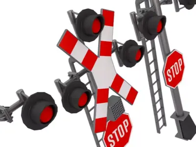Rail Crossing Traffic Light Pack 3D model