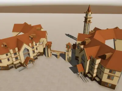Commercial Street entrance building Low-poly 3D model