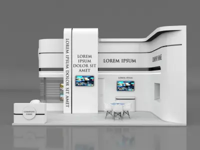 Booth Exhibition Stand Stall 8x6m Height 500 cm 2 Side Open 3D model