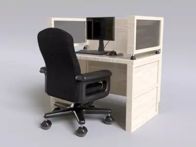 Call Center Station - Office Low-poly 3D model