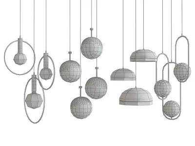 Four Hanging Light 3d model Low-poly 3D model purchase