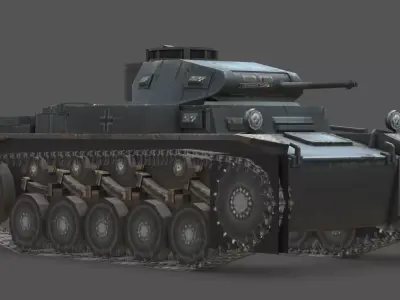 Pz II-F Light Tank 3D Model Low-poly 3D model