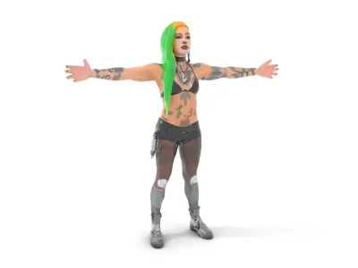 Vivid Cyberpunk Character model pack Low-poly 3D model