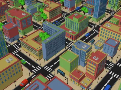 Low poly city Low-poly 3D model shop