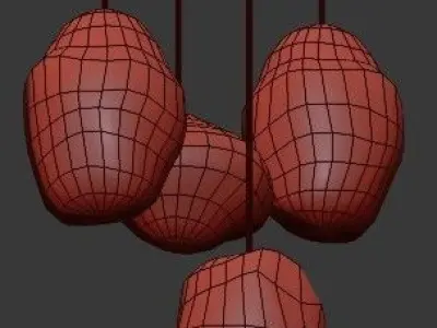 Untitled hanging light fixture with stones 3D model