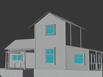 House 3d model in woods Low-poly 3D model