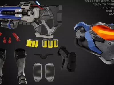 Overwatch Soldier 76 Full Armor and Rifle 3D Model Pack