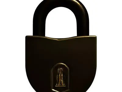 Shiny Golden Padlock 3D Model Low-poly 3D model
