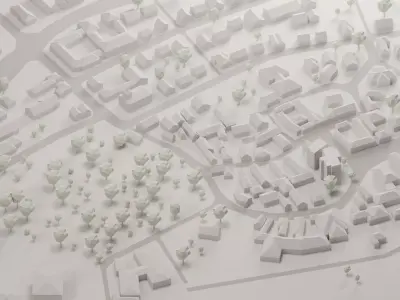 Small German Town Low Poly 3D model