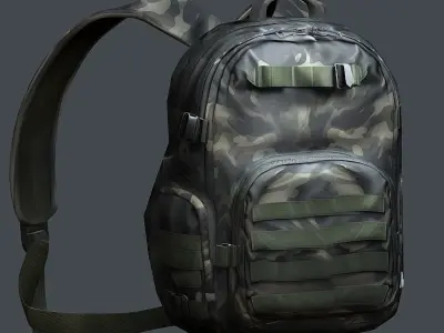 Backpack military combat Black baggage bag luggage Low-poly 3D model 2