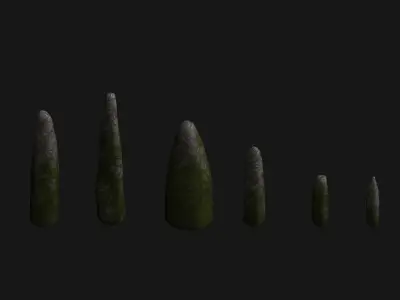 Obelisk Set - Moss Low-poly 3D model