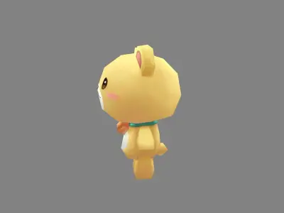 cartoon light yellow toy bear Low-poly 3D model