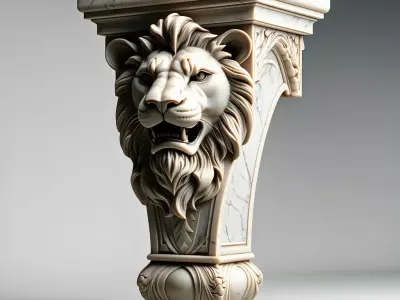Marble Lion Head Architectural Corbel Low-poly 3D model