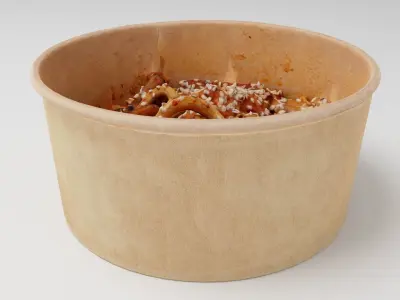 Udon Poke bowl lunch noodles with beef korean asian meal 3D model