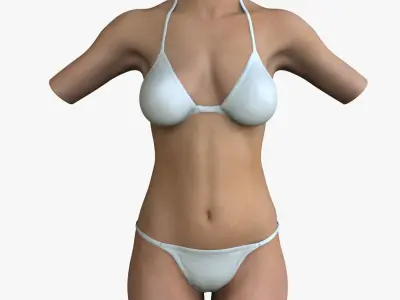 White and African American Female Torso 3D model