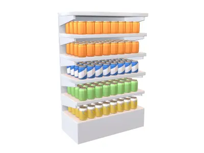 Canned Drinks On Shelf v1 002 3D model