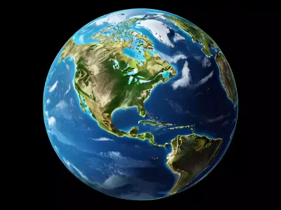 Realistic Earth 3D Model North America Low-poly 3D model