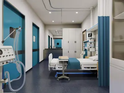 Intensive Care Unit  ICU Hospital Room  Low-poly 3D model