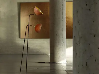 Modern Industrial Twin Dome Floor Lamp 3D model